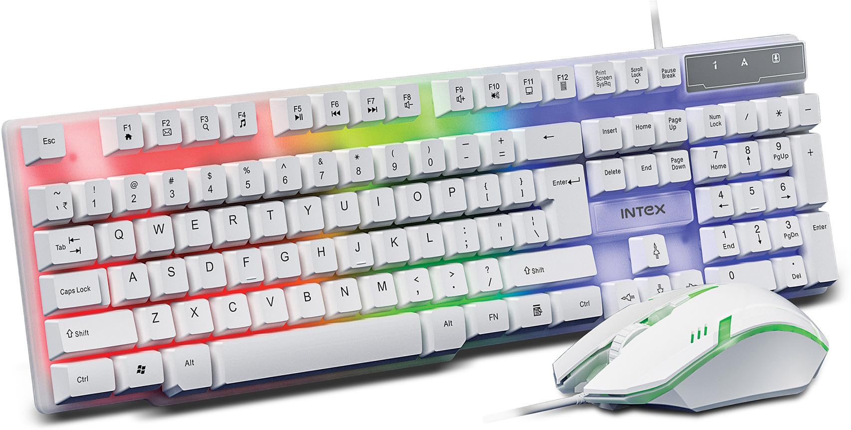 Intex IT-KB334 Wired Gaming Keyboard Mouse Combo RGB Backlit 104 Keys Spill Resistant USB Plug and Play Optical Mouse for PC Laptop Desktop Computer Gaming Office Home Use (White)-picture-35