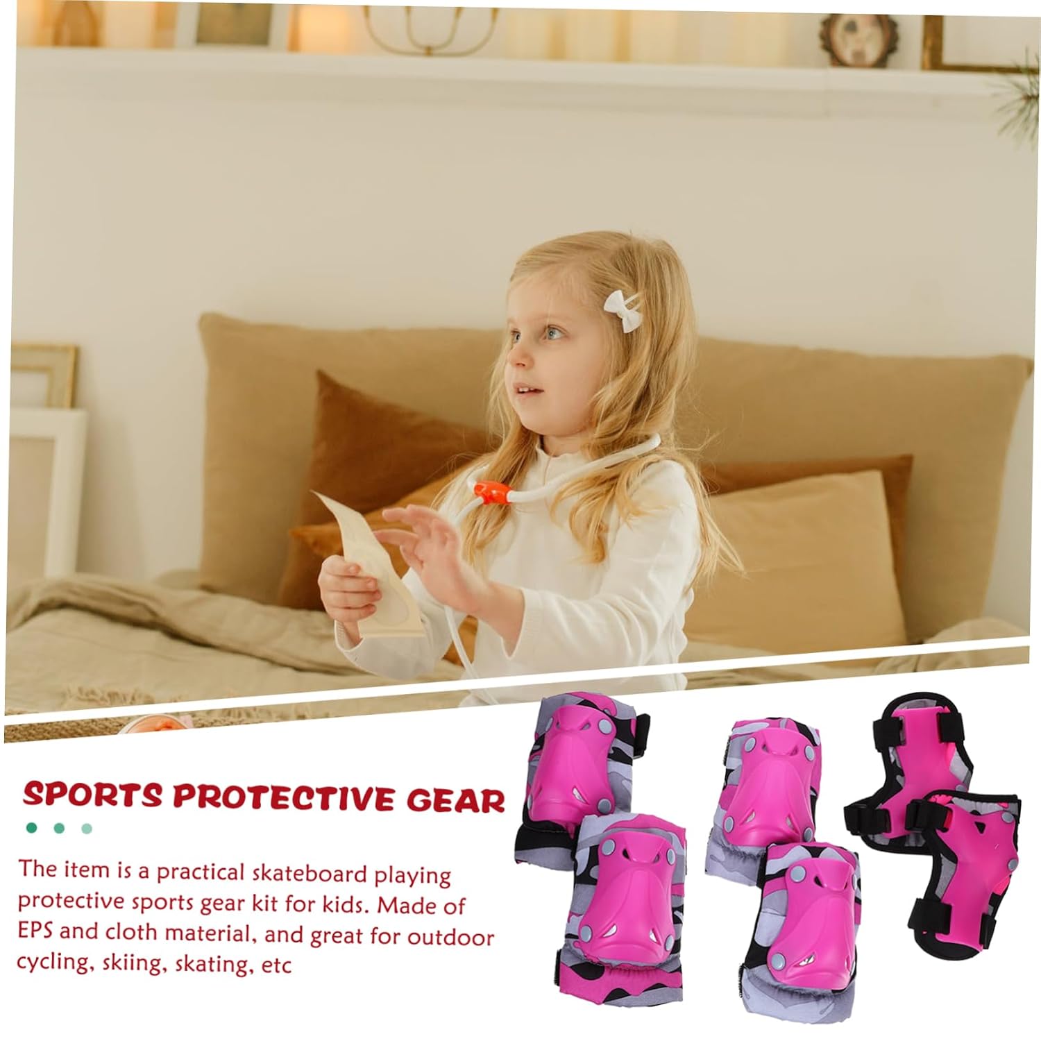 VICASKY 1set Boy Girl Knee and Elbow Pads Climbing Protectors for Boy Girl Easy to Wear Sports Protective Gear for Skating Biking and Camouflage