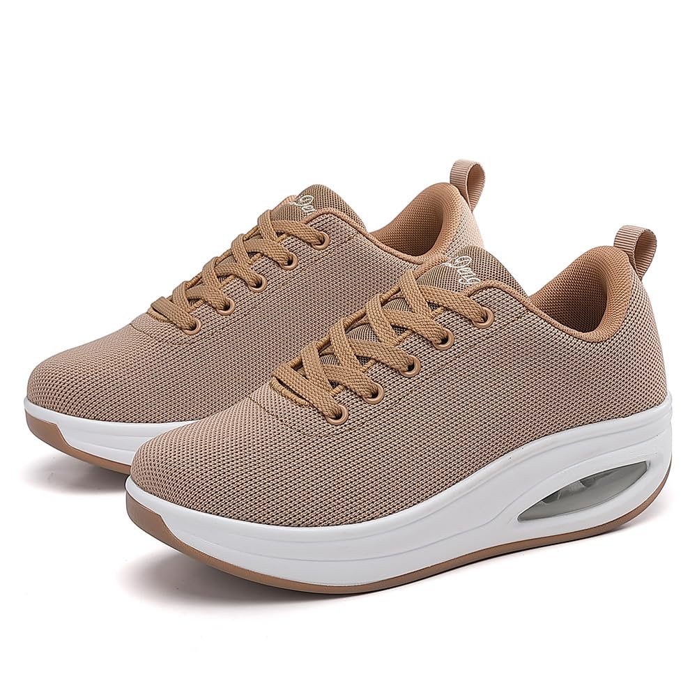 Walking Shoes for Women Air Cushion Nurse Slip Resistant Work Running Sneakers Platform Sneakers Comfortable Rocker Thick-Soled Weight Light