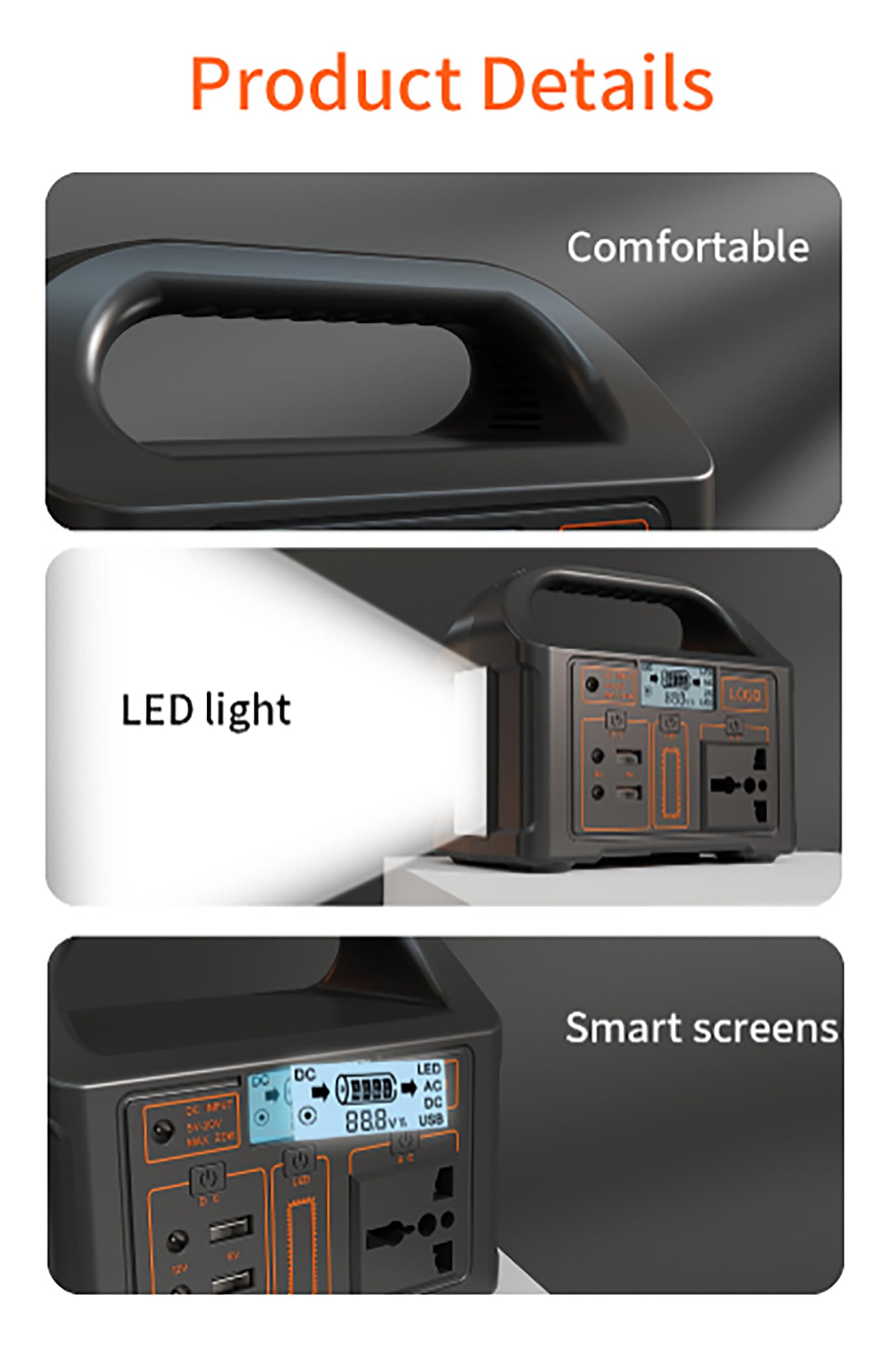 Centrale électrique Portable 100 W, Batterie de Secours au Lithium 76,8 Wh, générateur Solaire (Panneau Solaire Non Inclus), Prise Secteur à Onde sinusoïdale Pure 110 V/220 V pour