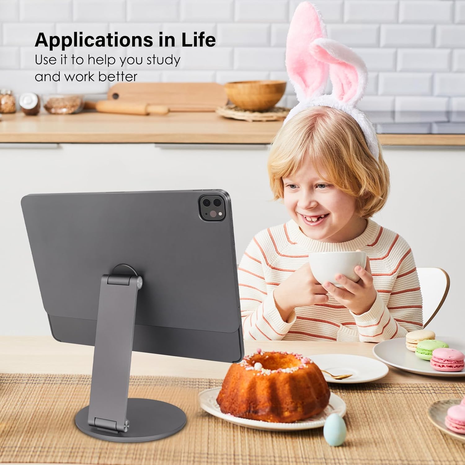 Upgraded Magnetic Tablet Stand for iPad Pro 12.9 Inch 360° Adjustable Rotating Desktop Holder Stand for Apple iPad Pro 12.9 Inch 3rd/4th/5th/6th, Foldable, Premium Aluminium, Space Gray