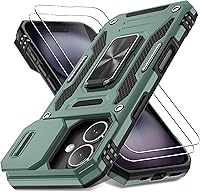 Vista 21 de DEERLAMN Funda para iPhone Air de 6.5 pulgadas con cubierta deslizante para cámara + protector de pantalla (2 paquetes), soporte de anillo giratorio