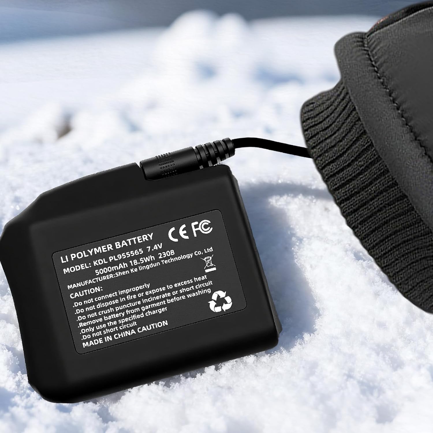 7.4V 5000mAh Lithium Polymer Batteries - 2pcs Rechargeable Li-Polymer Batteries for Heated Gloves Socks Hats Jacks. Support 3.5mm Female DC Jack, Suitable for Skiing, Hunting, Hiking - Image 3