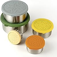 Vista 7 de Recipientes de acero inoxidable con tapas, juego de 5, recipientes de alimentos de acero inoxidable a prueba de fugas, contenedor de almacenamiento