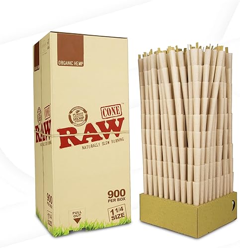 Miniatura 2 de RAW Cones Organic 1-14 Tamaño 900 unidades  Papel de liar pre-enrollado patentado de combustión lenta con puntas, papel crudo orgánico, 3.307 in