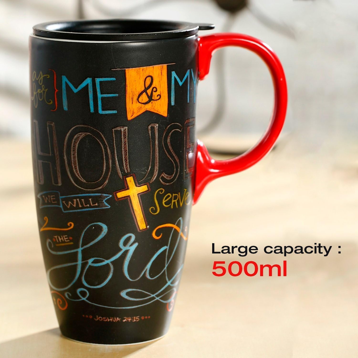 TZSSP Ceramic Coffee Mug,Coffee Travel Mug with Handle & Lid,Travel Cup for Porcelain,17 oz Tall Tea Mug in Gift Box for Home & Office - Image 7