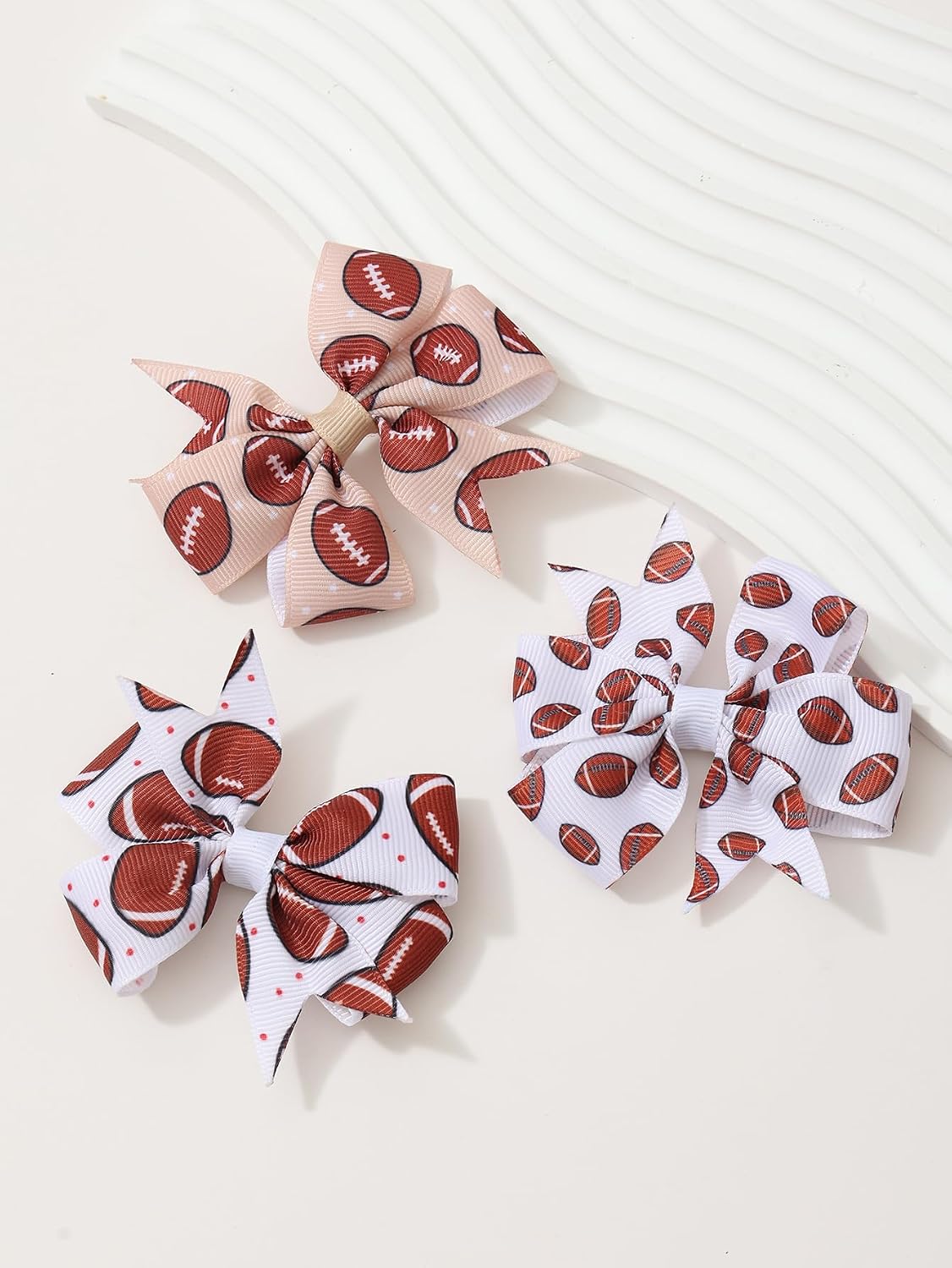 BBTDIN Baby Football Turban Headband Girl Football Bows Baby Football Hair Band Bow BBG19 (3 Pcs-F1) image 3