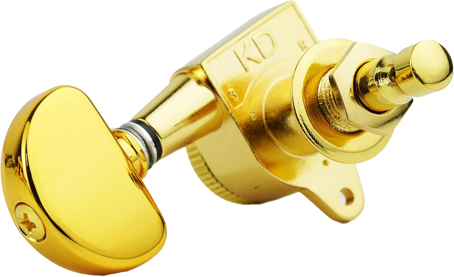 Guyker 6Pcs Guitar Locking Tuners (3L + 3R) – 1:21 Lock String Tuning Key Pegs Machine Heads with Half-Circle Handle Replacement for LP SG Style Electric, Folk or Acoustic Guitars – Golden