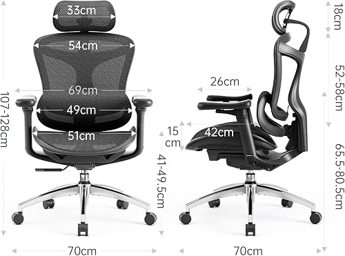SIHOO Doro C300 Ergonomic Office Chair with Ultra Soft 3D Armrests, Dynamic Lumbar Support for Home Office, Adjustable Backrest Desk Chair (Black) - 3