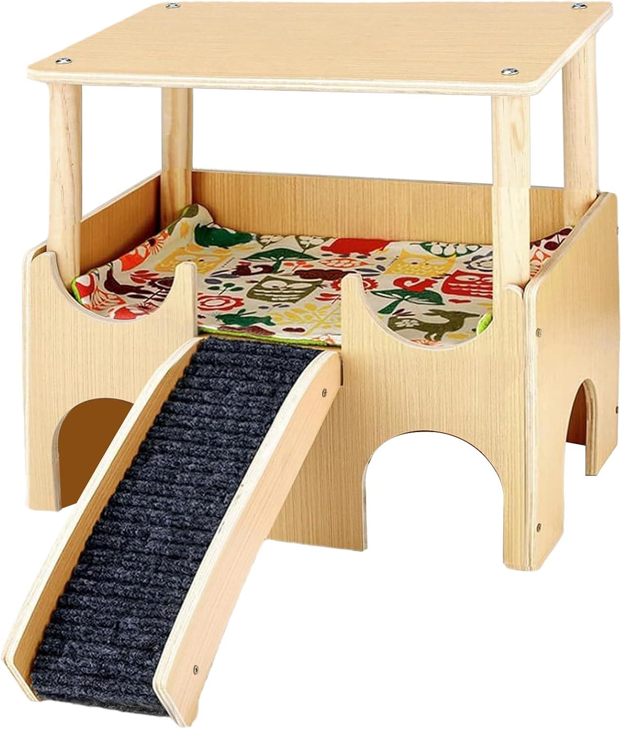 Hamster House Decor, 1800g Wooden Hamster House Double Layer Playground, Small Animal Activity Toy Hamster Houses, Raabbit Playground, Chinchilla Cage Accessories for, Ferret, Gerbils