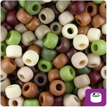 BeadTin Camouflage Mix Matte 9mm Barrel Pony Beads 500pcs