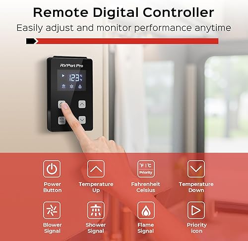 Vista 6 de RVPart Pro GT60 - Calentador de agua sin tanque para autocaravana, con puerta negra de 15 x 15 pulgadas (estándar para instalación inicial)