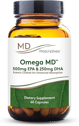 MD Prescriptives Suplemento Omega MD - Aceite de pescado 500 EPA y 250 DHA Omega 3 - Apoya la salud cerebral y las articulaciones* - Sin olor a