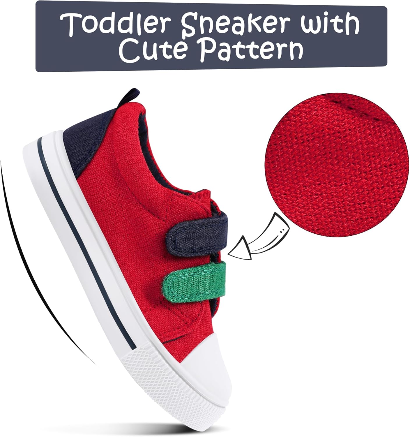 K KomForme Toddler Boys & Girls Shoes Kids Canvas Sneakers with Cartoon Dual Hook and Loops - Image 4
