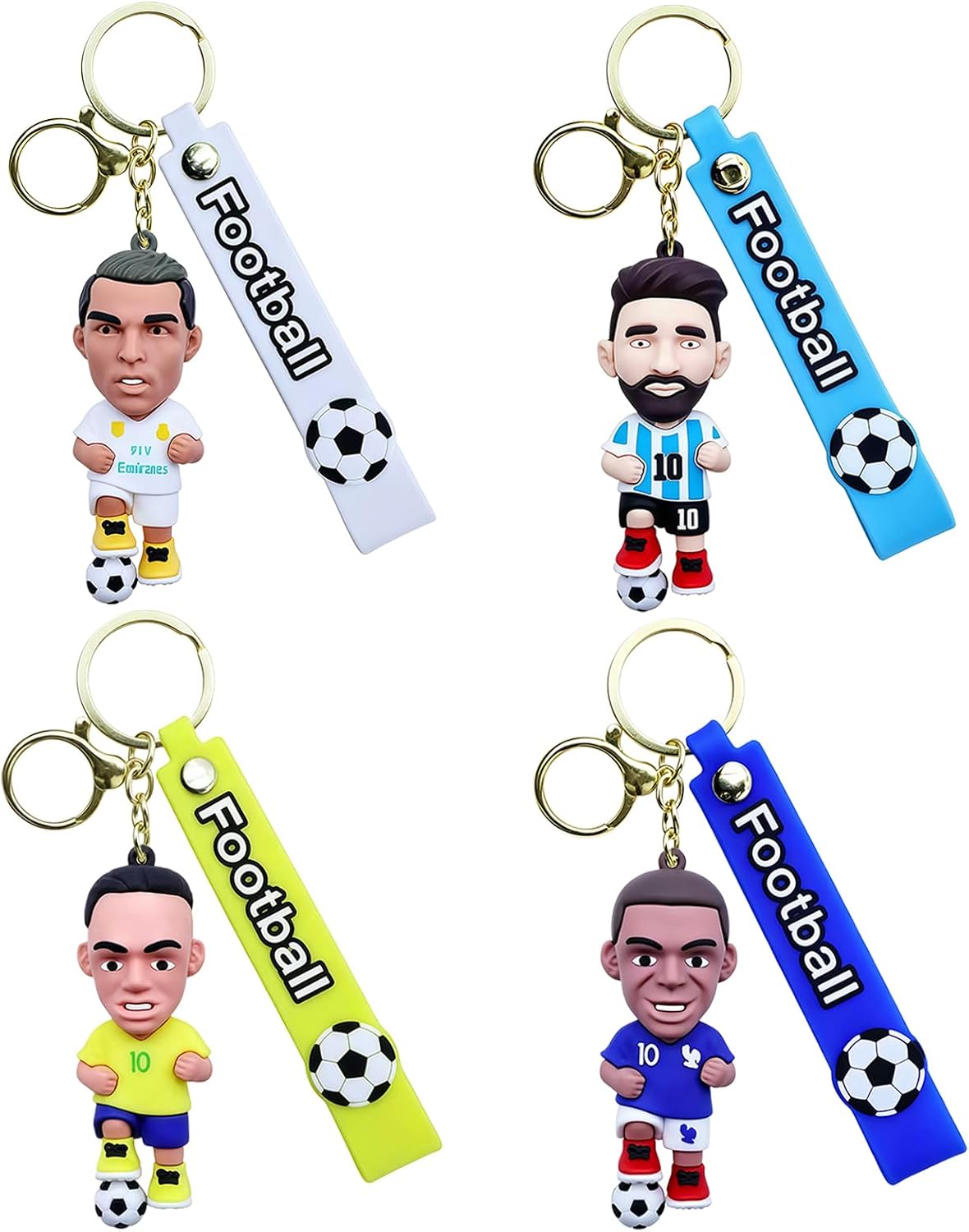 World Cup Keychain, 3.2 Inch PVC Soccer Figure Key Ring Set, Official Fan Collectible Gift for Keys Backpack Purse