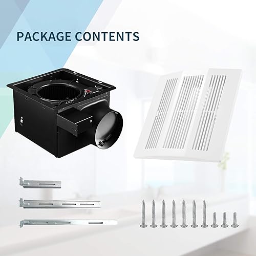 Miniatura 8 de Tech Drive Ventilador de ventilación y escape de baño con sensor de humedad, 110CFM 0.8 Sones con conducto de 6 pulgadas