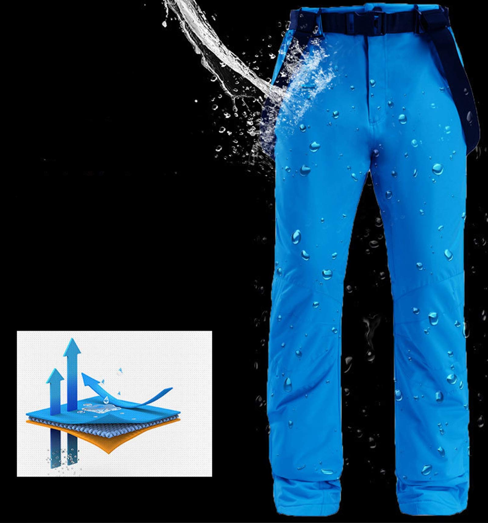 Dawwoti Pantalones De Esquí De Los Hombres con Los Apoyos, A Prueba De Viento De Espesor Traje De Esquí De Relleno De Algodón Pantalones De Esquí De Nieve Impermeables para Los Hombres Que Acampan