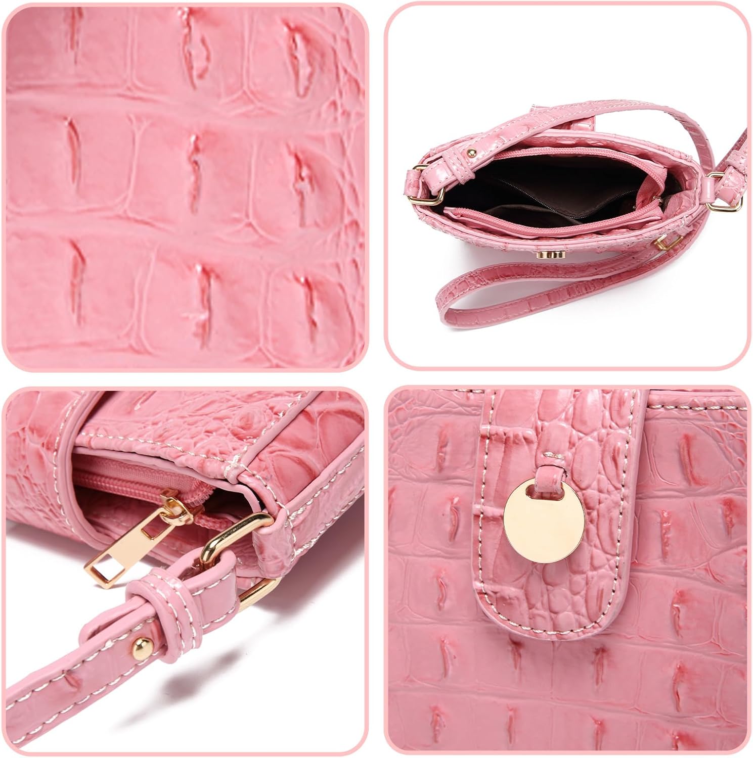 Makcr Joacbv Crocodile Embossed Small Crossbody Bag Fashionable Magnetic Buckle Decoration Shoulder Women's Luxury Wallet