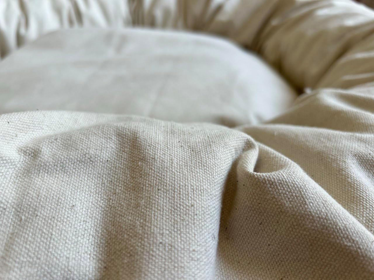 Organic Cotton Canvas Dog Bed: Removable Cover, Natural Fill - Made in USA (Natural, Small 24" x 7" inches)