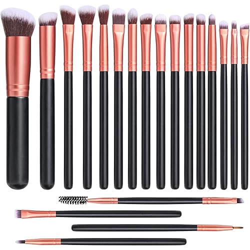 JPNK 20PCS Rose Gold Makeup Brush Set, Eyeliner Eyeshadow Blending Brush,Foundation Powder Blush Concealer Eye Shadow Makeup Brush Kit