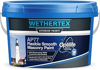 Wethertex AP77 Flexible Smooth Masonry Paint- High Performance Multi Surface Protection - Waterproof & Long Lasting Formula - Brilliant White - 10L