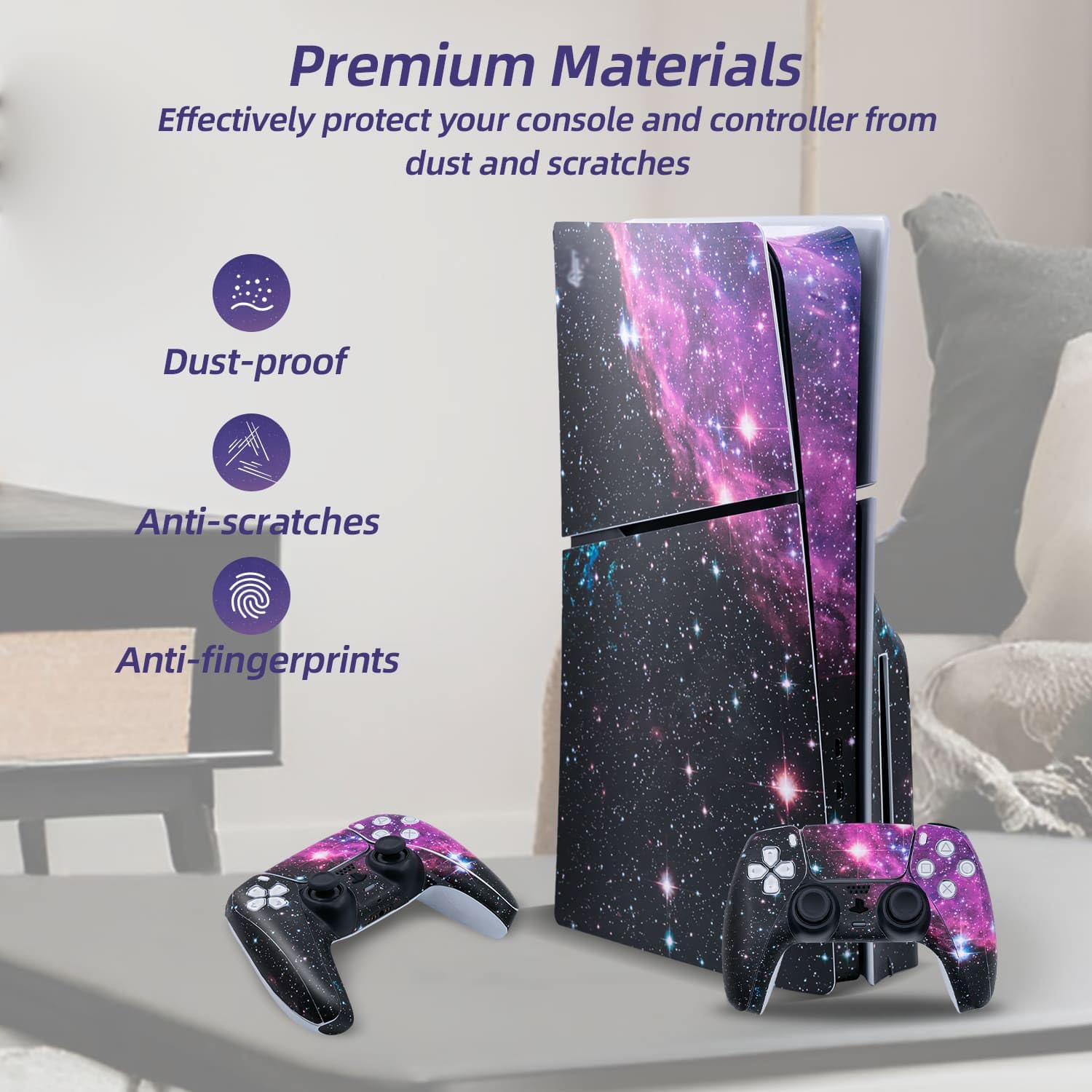Mcbazel Calcomanías de la Serie Pattern Pegatinas de Vinilo Solo para PS5 Slim Disc Edition - Galaxy