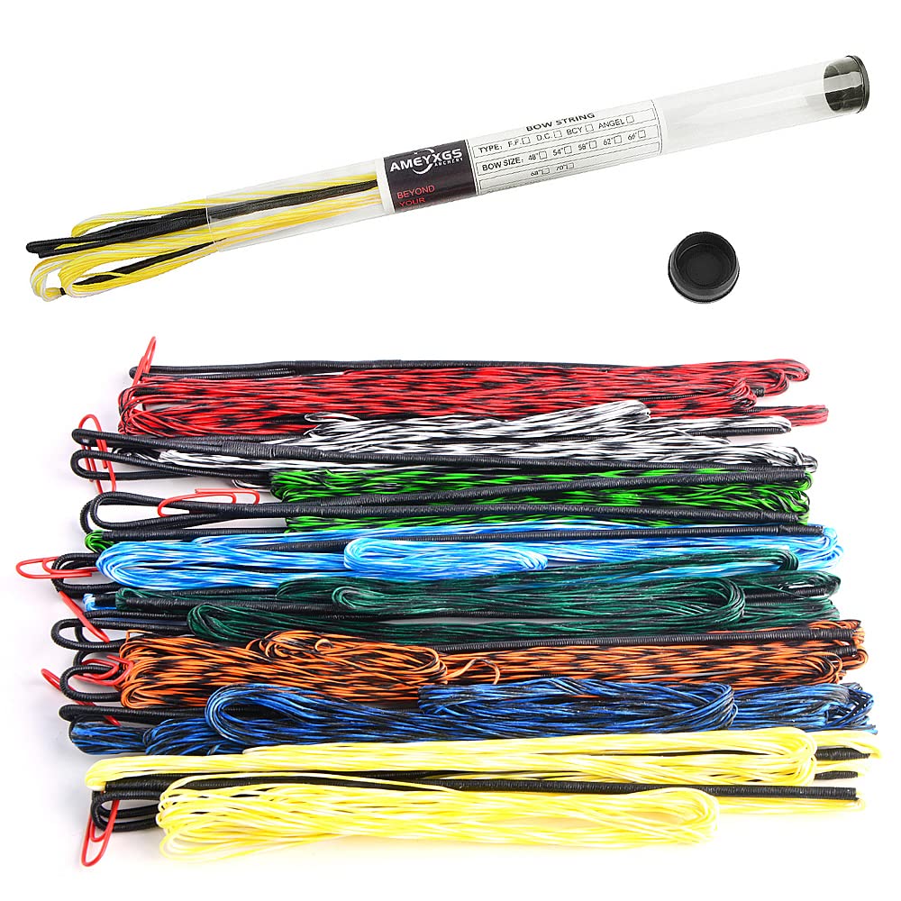 SHARROW Archery Dacron Bow String Handmade Replacement Bowstring 16 Strands for 68 70 inch Recurve Bow Longbow (Yellow White, AMO 70"/ActuaL string length 170cm)
