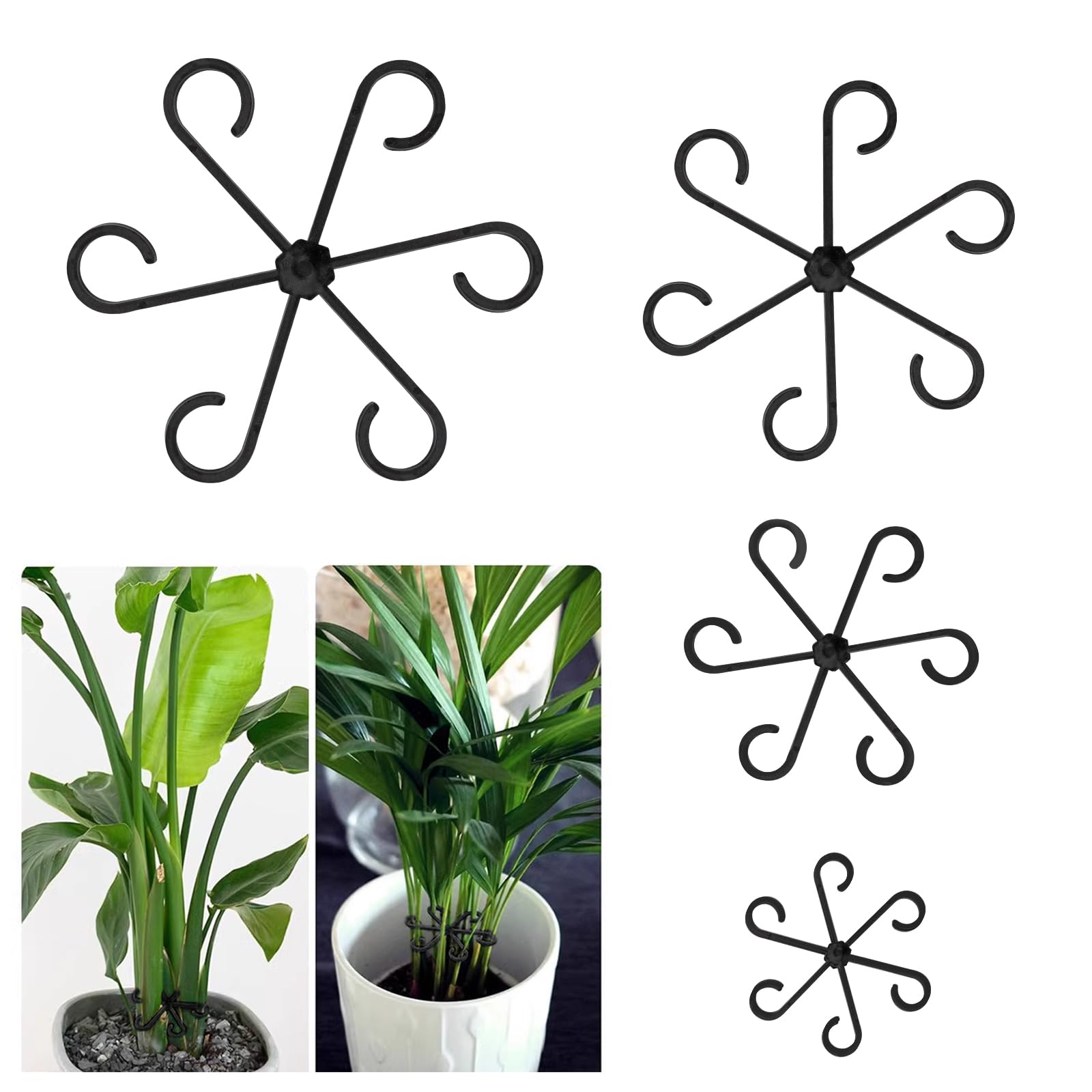 12 Stück Pflanzenstütze Staudenhalter 4 Größen Staudenhalter Stützring Pflanze Stängelstützen Ring für Pflanzen, Blume, Hortensien, Rosen, Tomaten (Schwarz)