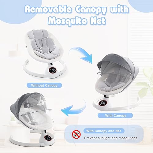 Miniatura 3 de Soobaby Columpio de bebé para bebés, columpio eléctrico para bebés, columpio portátil para bebé niño y niña, balancín de bebé con control remoto con