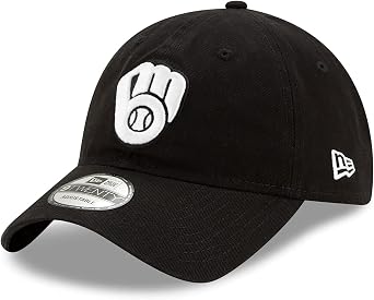 New Era Milwaukee Brewers Black White Core Classic Twill 9TWENTY Adjustable Hat