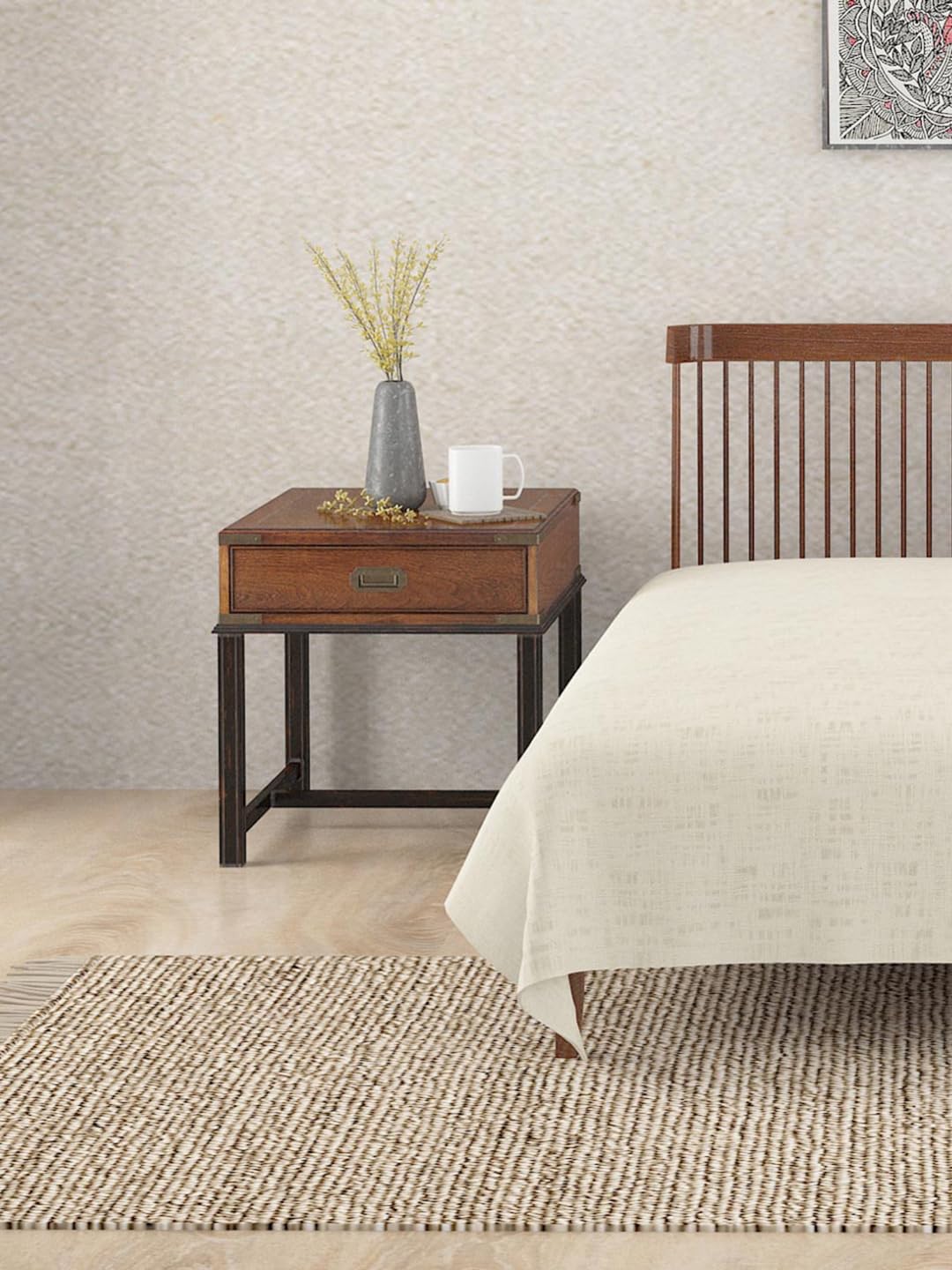 Fabindia White Chaman Cotton Single Bed Cover-image-16