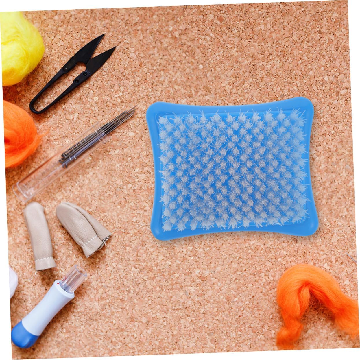 SEWOART Wool Felting Needle Mat Brush for DIY Crafting Portable Brush Tool Plastic Base for Needle Felting Supplies and Embroidery Projects