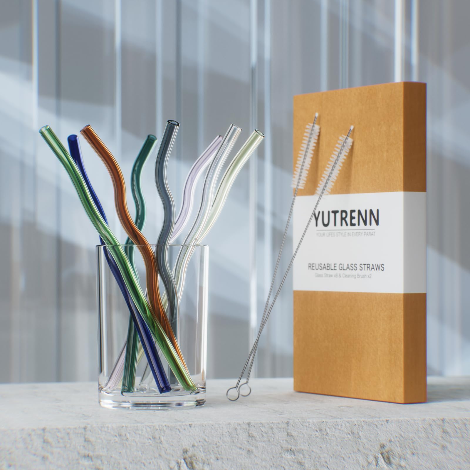 YUTRENN Wavy Glass Straws