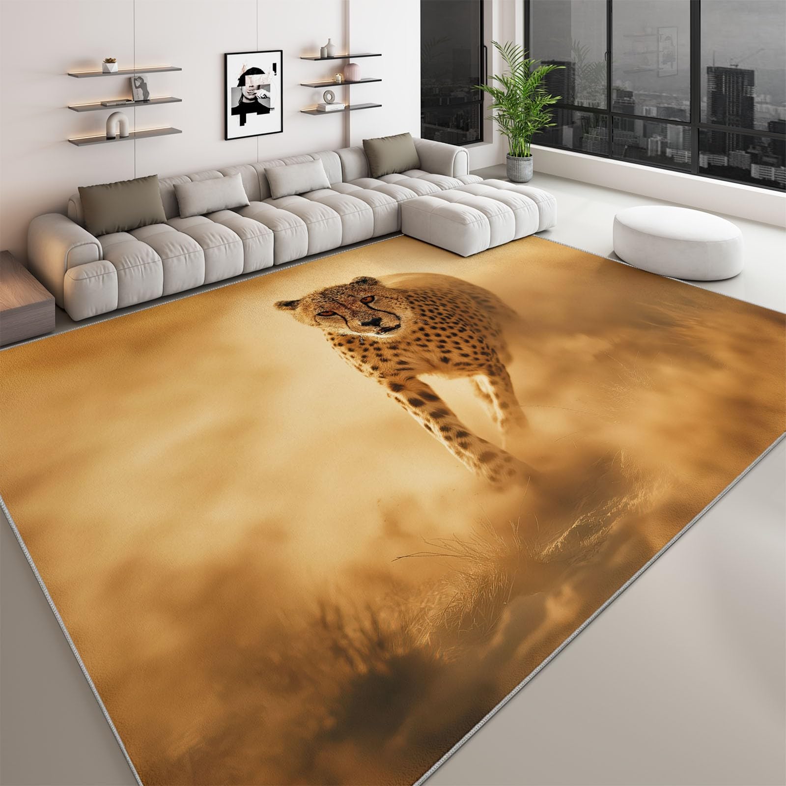 Tapis de chambre doux 180x240 cm grand tapis de salle à manger léopard
