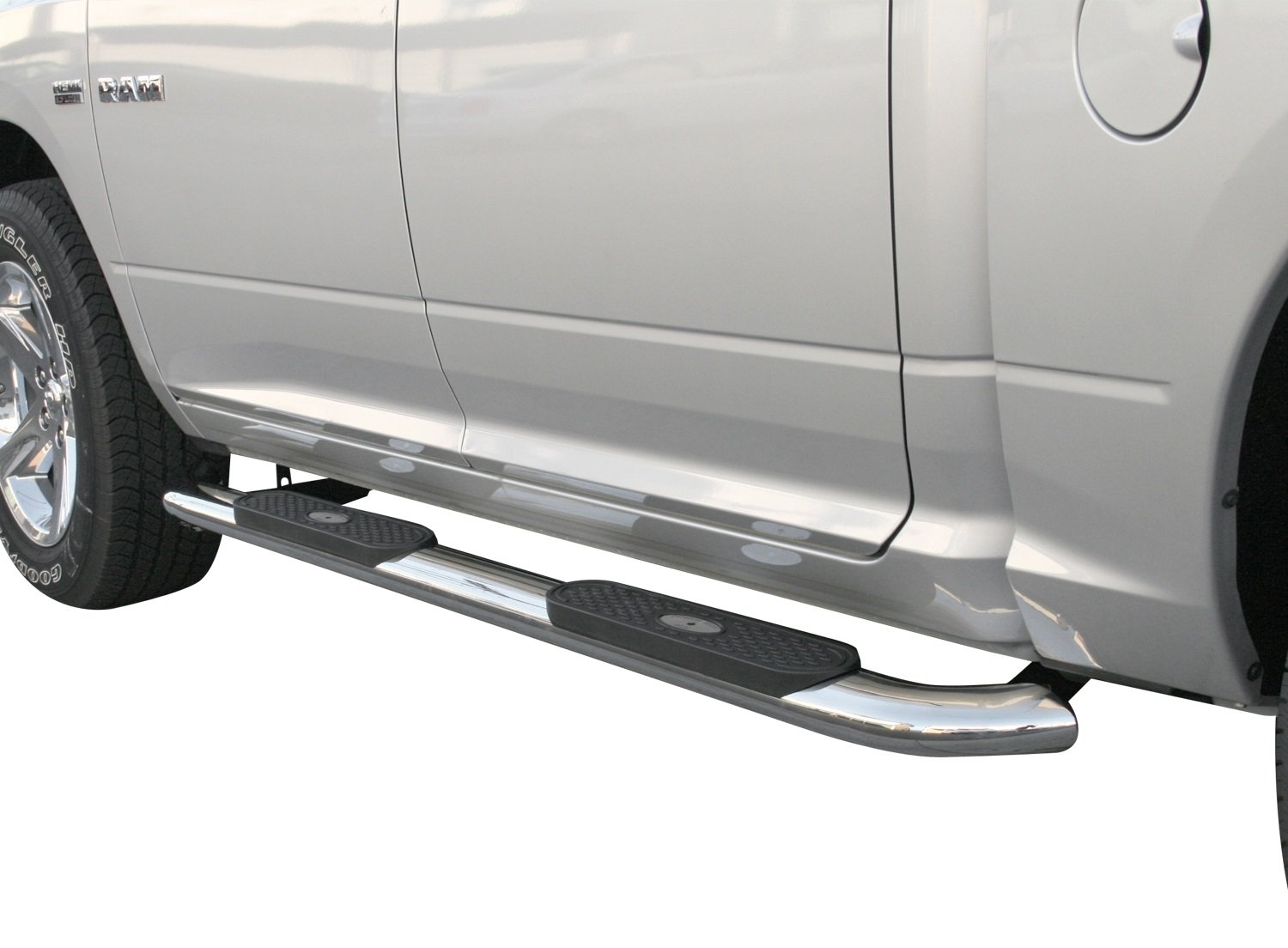ARIES 4" Oval Stainless Steel Nerf Bars - Polished, No-Drill Fit For Chevy Silverado/GMC Sierra Crew Cab