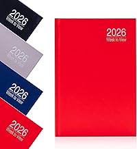 2026 Appointment Diary A5 Week to View - Hourly Times 8AM to 5PM - Hardback Planner Organiser with Year Planner Notes & Timetables - 70gsm Paper (Red)