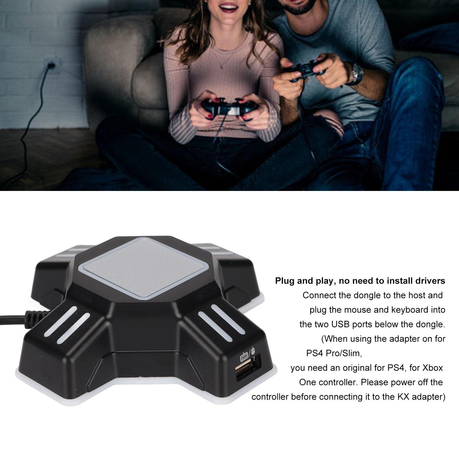 Zunate Adaptateur de Clavier et Souris, Adaptateur de Convertisseur de Clavier de Souris Portable pour//PS3, Adaptateur de Contrôleur de Manette de Jeu KX Plug and Play,