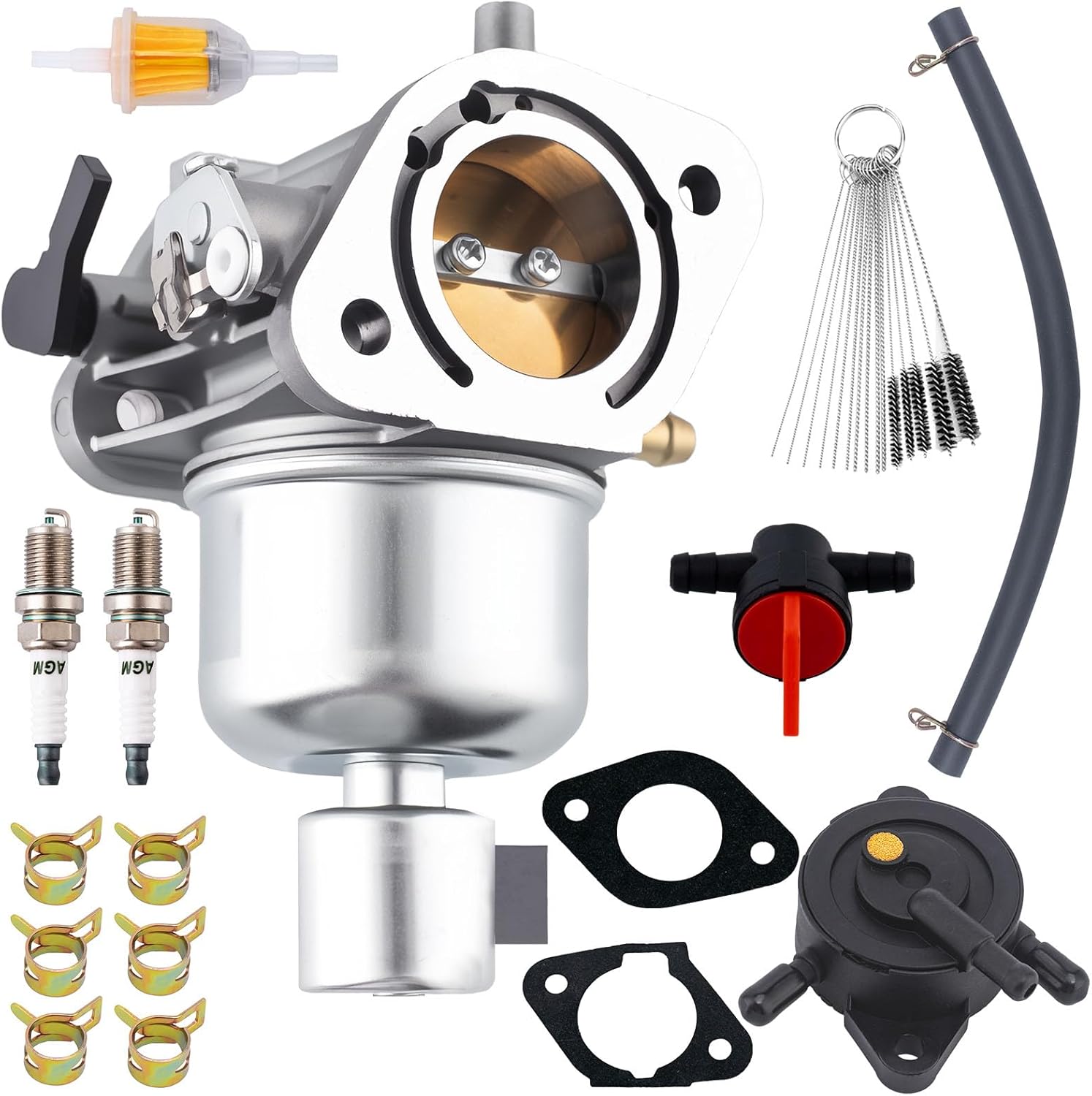 Carburetor Fit for Kawasaki FR730V FS730V FR691V FS691V 15004-0829 Replacement 15004-094 150040826 15004-0985 15004-0986 1504-0828 15004-0829 with gasket spark plug fuel filter Engine Mower carb