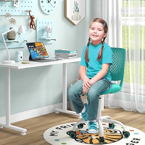 Miniatura 2 de Giantex Silla de escritorio para niños, asiento de estudio para niños de malla sin brazos, silla giratoria para computadora de escritorio para