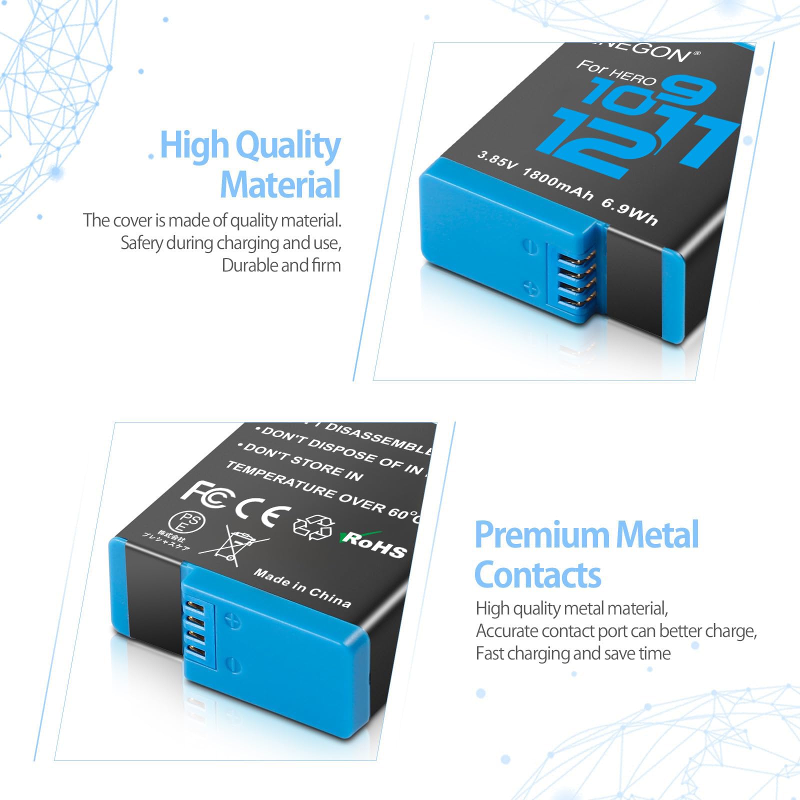 Chargeur De Batteries Rechargeables 4 Emplacements écran Lcd Chargeur