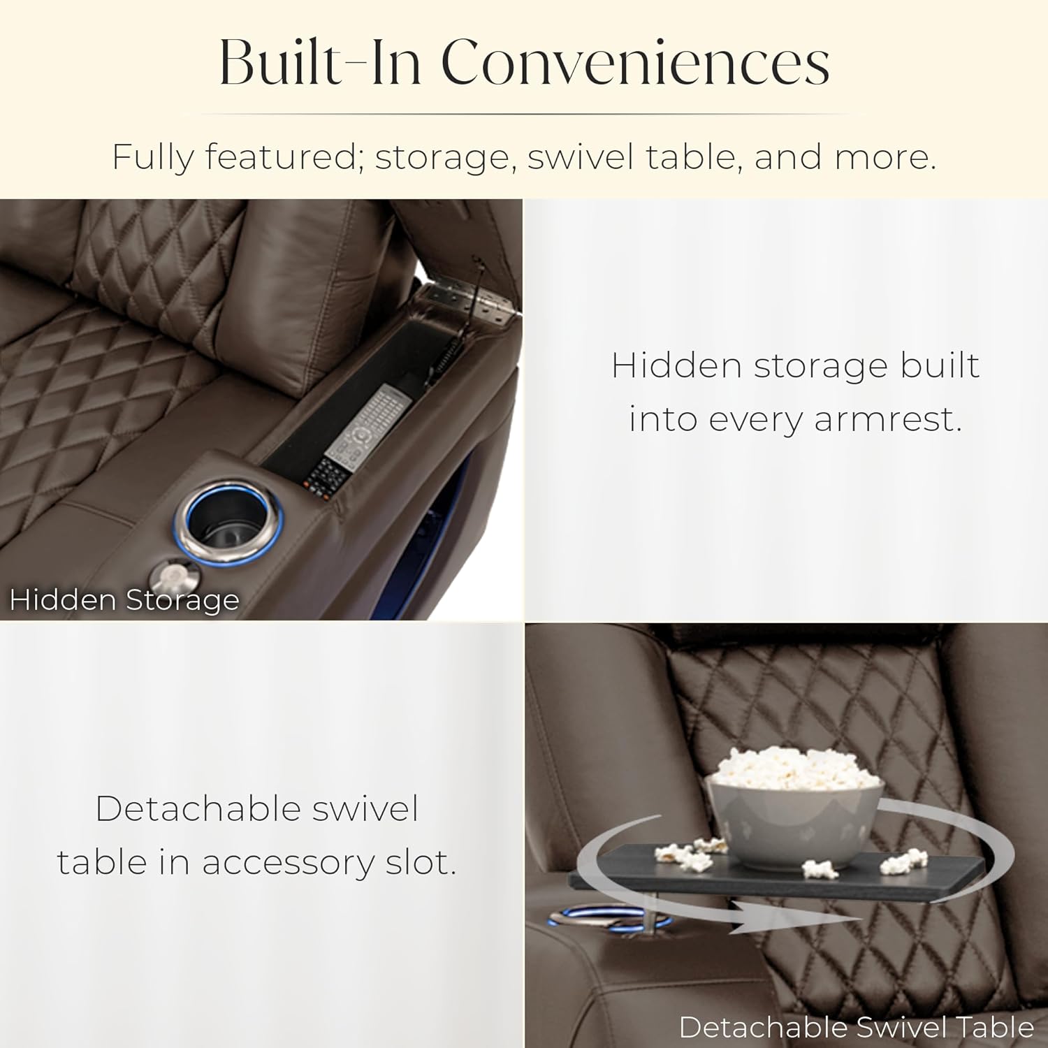 Seatcraft Virtuoso LT Zero-Gravity HeatZero Italian Leather Home Theater Seating, Heat & Massage, Power Headrest, Power Recline, Single Recliner, Brown