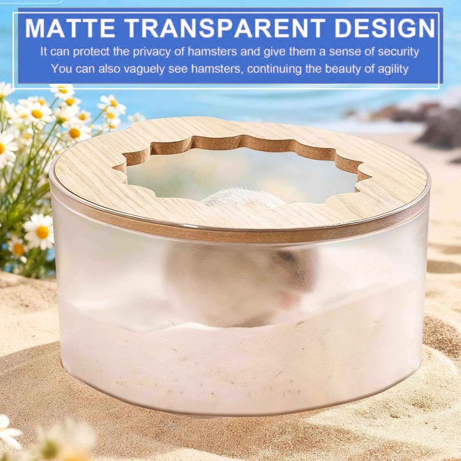 Bain de Sable Hamster Transparente Maison de Toilette pour Hamsters, Gerbille, Chinchilla, Hérisson (14x9cm)