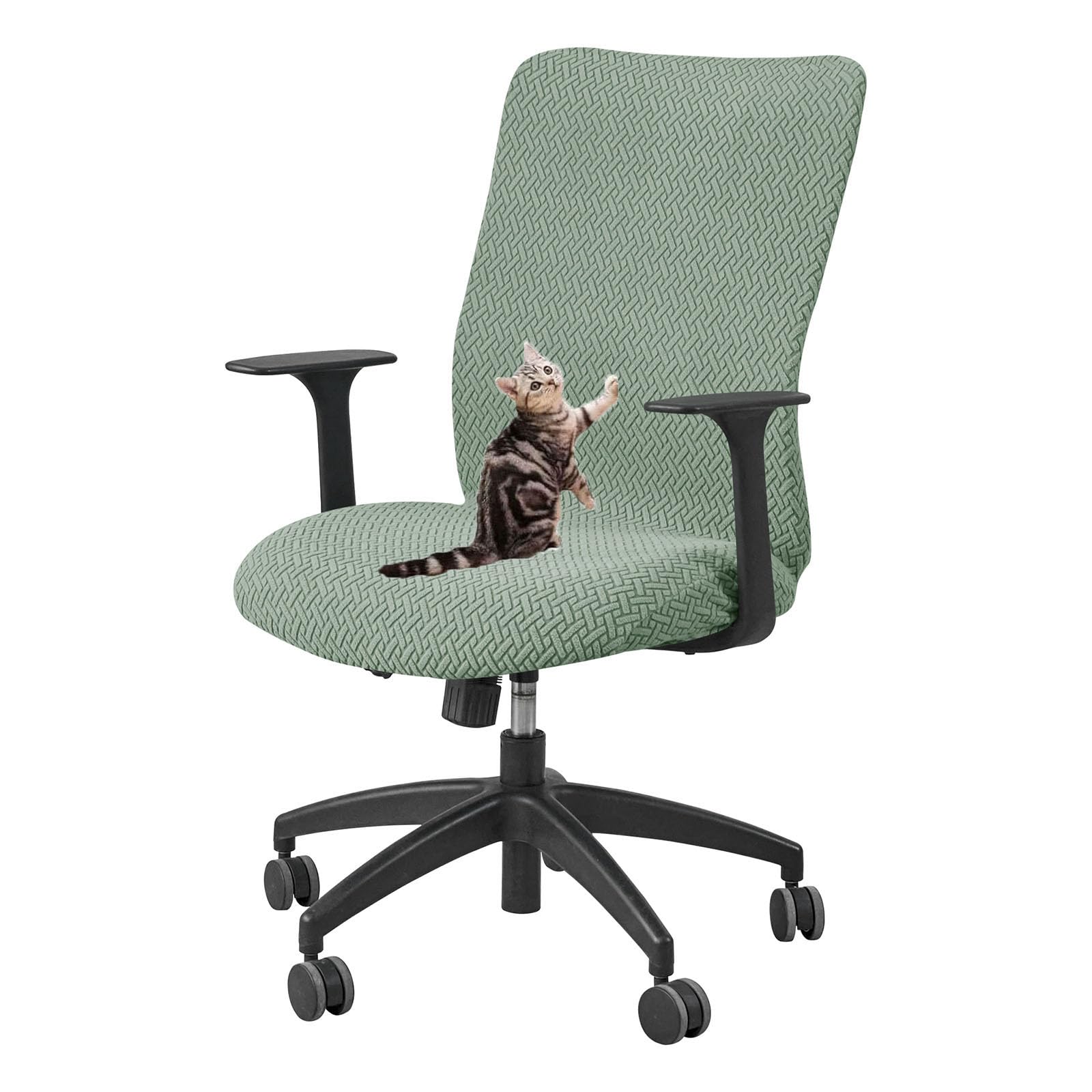 HACLEN Stretch Computer Chair Cover, Anti-Scratch Spandex Office Chair Slipcover, Durable Desk Chair Protector for Executive & Rotating Chairs (green,one size)