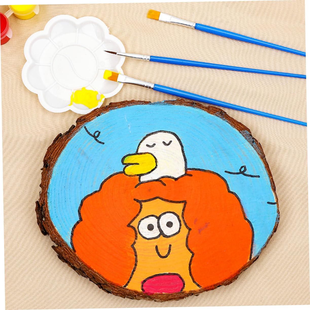 Dischi di Legno Rotondi Non Finiti 5 Pezzi per Pittura DIY
