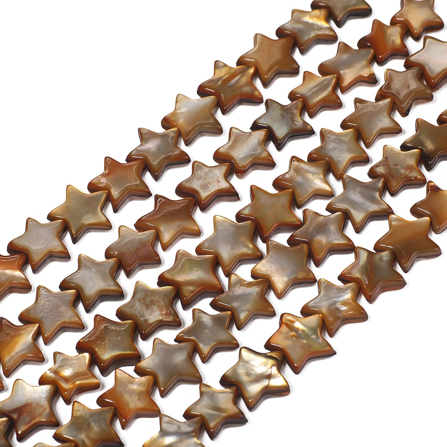 Perles de coquillage étoile 10 mm marron pour fabriquer des bijoux
