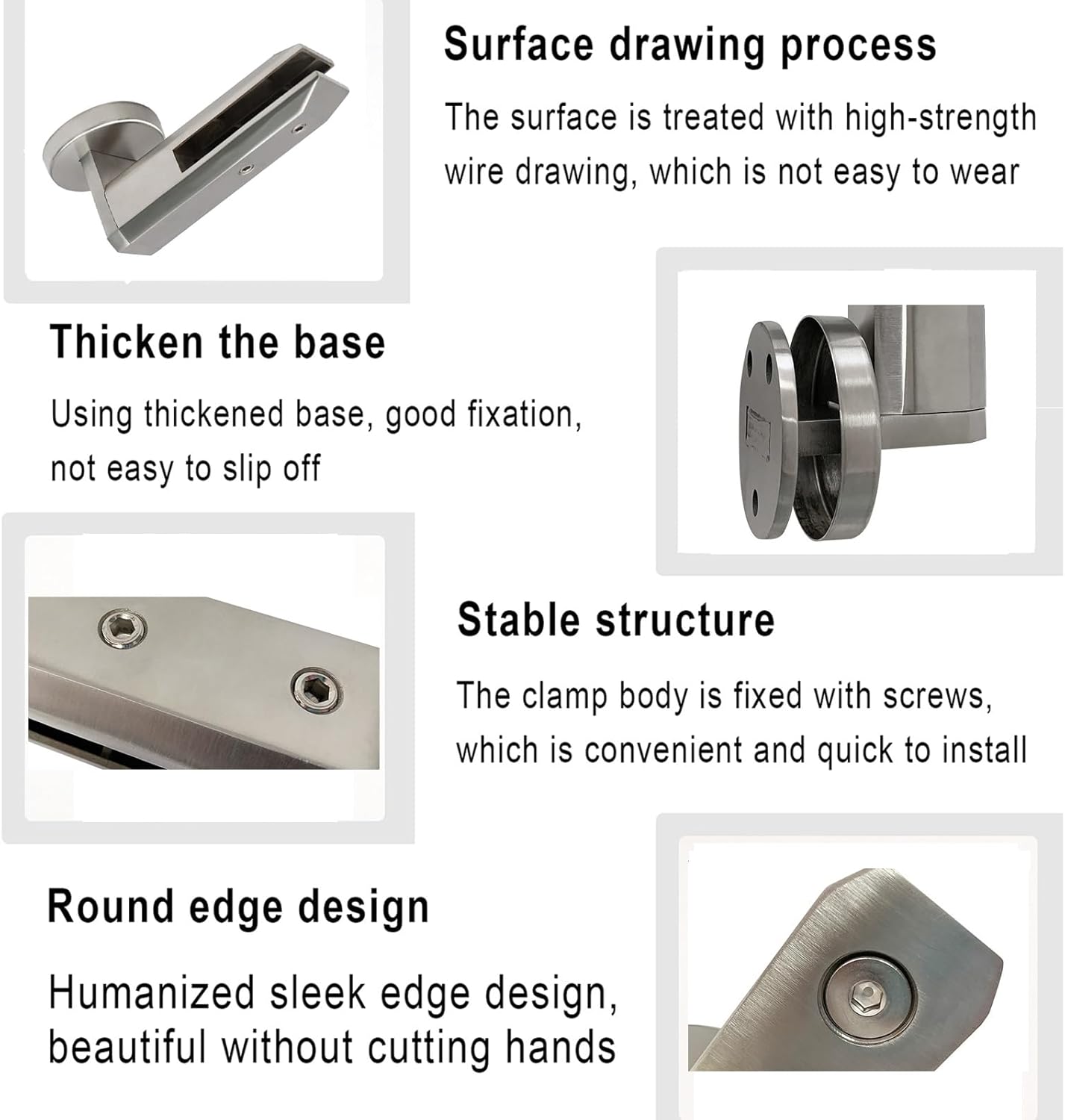 304 Stainless Steel Pool Fence Glass Railing Spigot Glass Clamp, Home Garden Balustrade Stairs Railing Balcony Glass Mounting Brackets