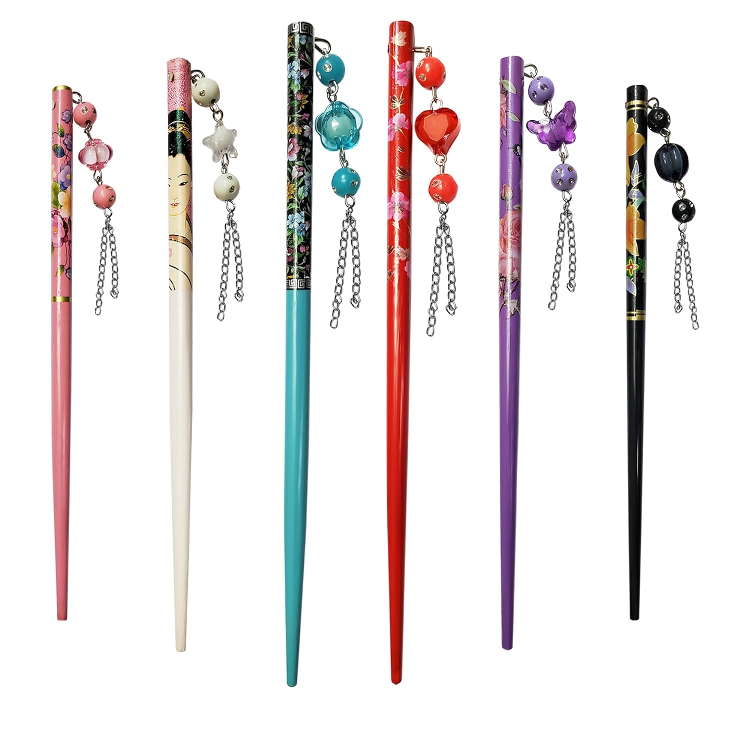 Sanas Juda Stick Hair Stick Wooden (1Pcs) Plastic Design Attached Bun Stick DIY Hair Styles Juda Bun Hair Stick for Women And Girls Bun Holder Hair Bun Ties Jura Stick (18Cm Long) (1Pcs) (Multicolor)