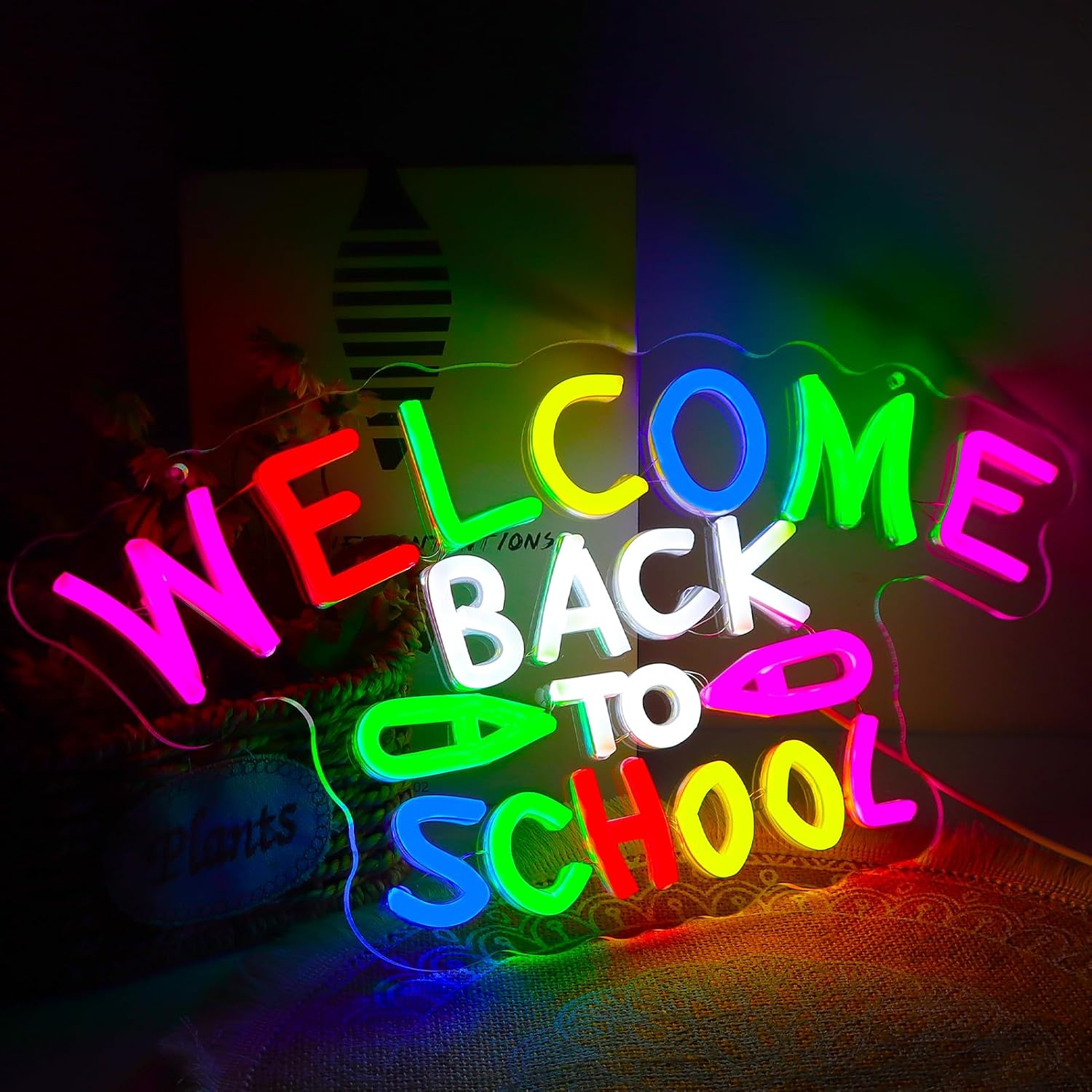Welcome Back to School Neon Signs for Wall Decor，Led Neon Light for Bedroom，Study Room,Classroom，Christmas Birthday Party Gift