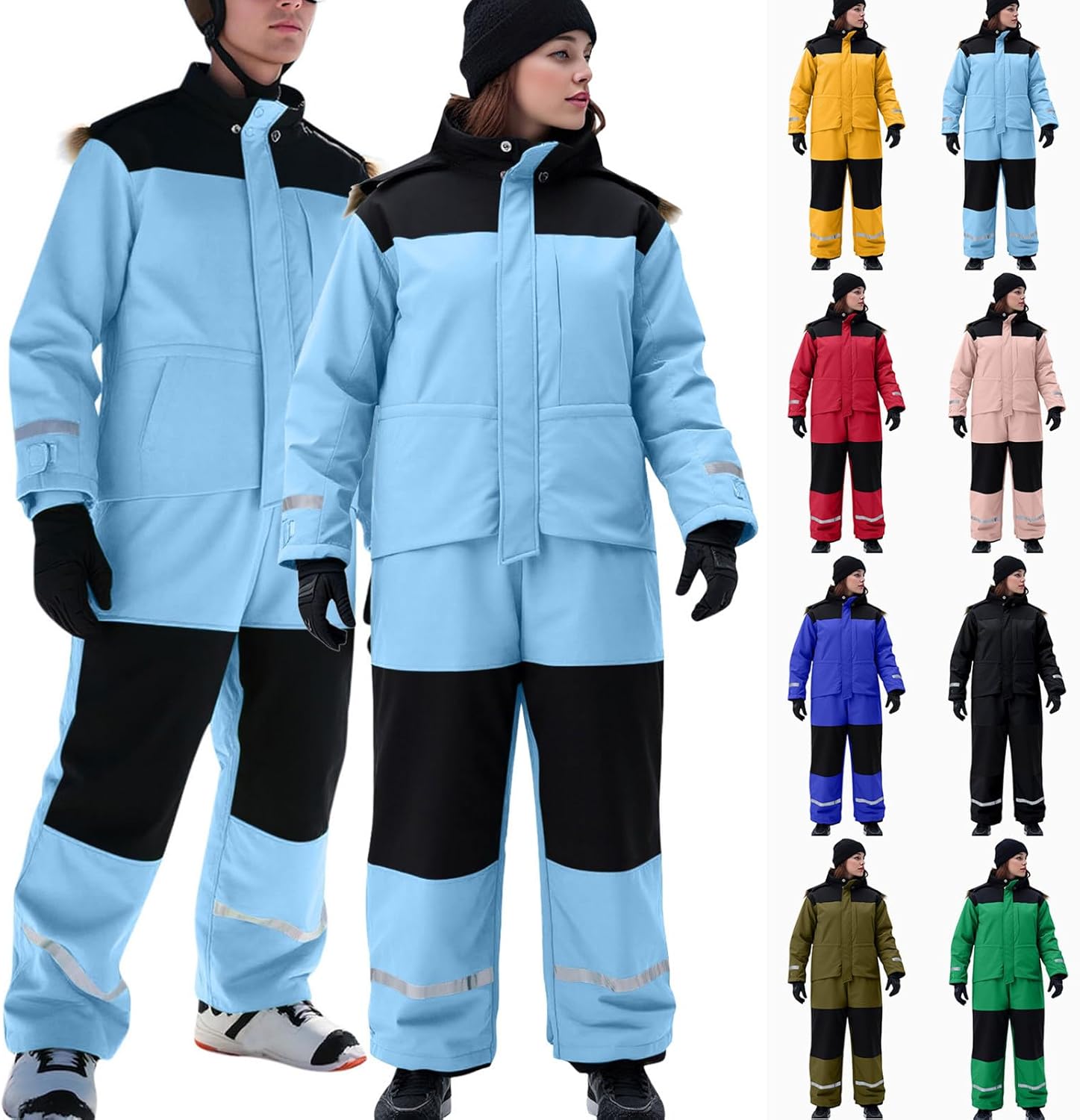 Snow Suits For Women Men Waterproof One Piece Reflective Adults Snowsuit Winter Warm Outdoor Snowboarding Ski Suits