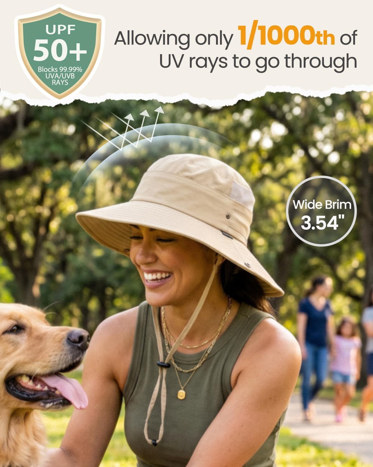 2-in-1 Womens Bucket Sun Hats, Sun Visor Hat, UPF 50+ Wide Brim, Ponytail-Friendly, Packable, Hiking Outdoor